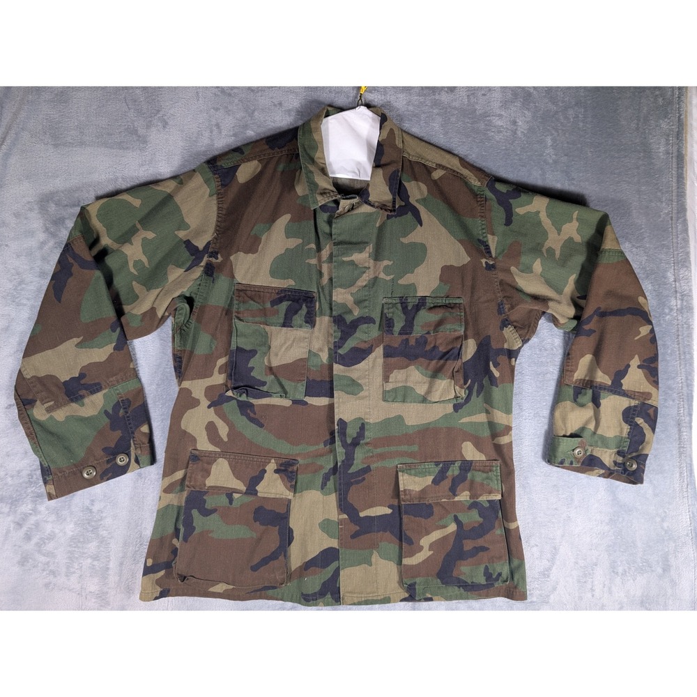 VTG Woodland Camo BDU Jacket Combat Shirt Mens Medium Regular US Military Issue